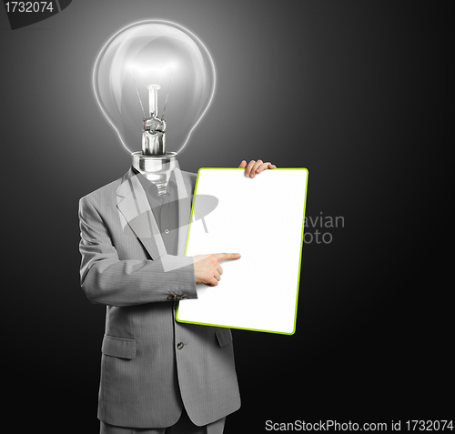 Image of Lamp Head Business Man With Empty Write Board