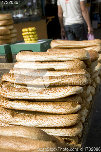 Image of bageleh bread Jerusalem street market