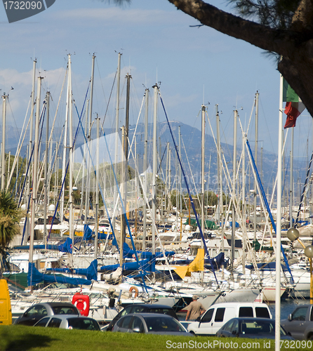 Image of sailboats yachts in harbor Antibes Cote d'Azure France