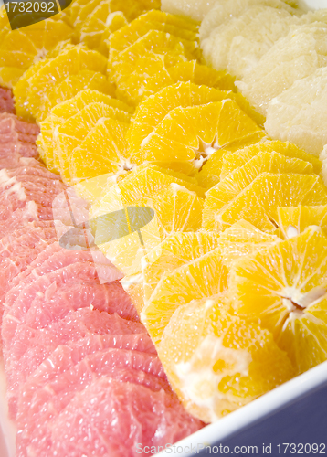 Image of buffett platter fresh fruit oranges grapefruit ruby red