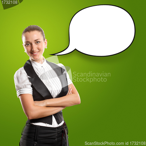 Image of Business Woman With Speech Bubble