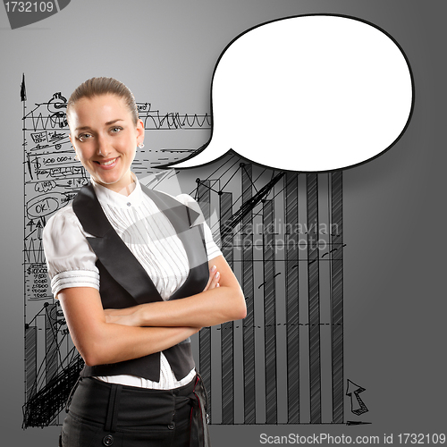 Image of Business Woman With Speech Bubble