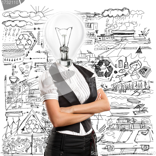 Image of Lamp Head Business Woman