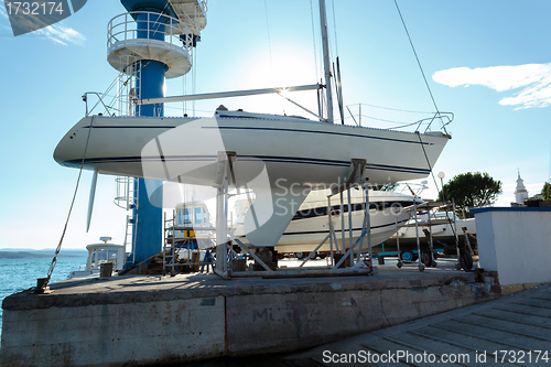 Image of yachts service and shipyard in port