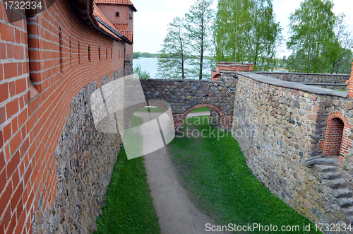 Image of Trakai castle and fragments and Galve lake 