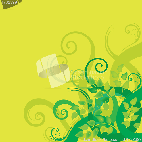 Image of Green decorative floral background