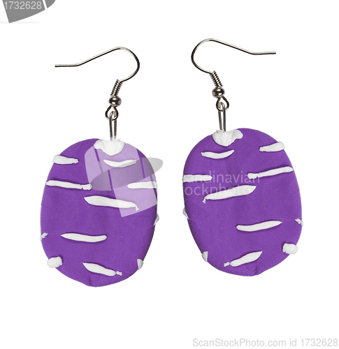 Image of Earrings lilac color of the plastic clay