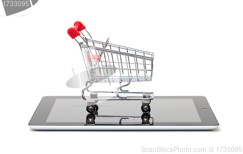 Image of Shopping Cart over a Tablet PC