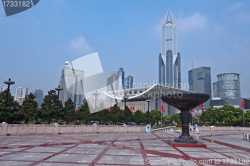 Image of Modern Office Buildings in Shanghai  Pudong China Skyline