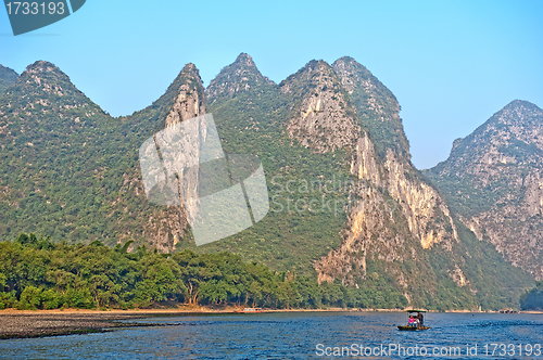 Image of Li river near Yangshuo Guilin Mountains