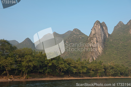 Image of Li river near Yangshuo Guilin Mountains