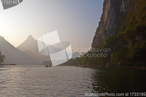 Image of Li river near Yangshuo Guilin Mountains