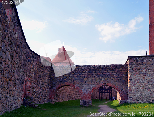 Image of Antique Trakai castle wall. XIV architecture 