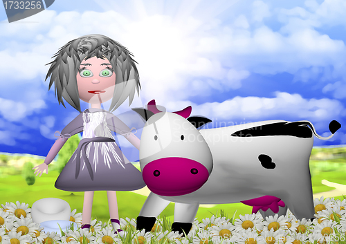 Image of girl with a cow