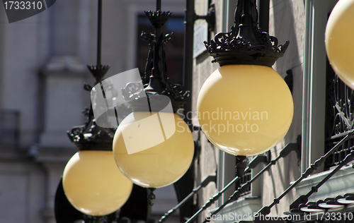 Image of Street lamps on building