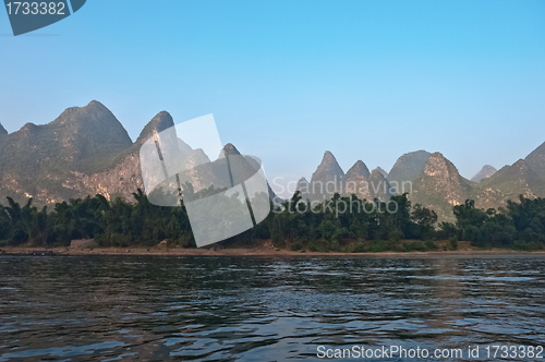 Image of Li river near Yangshuo Guilin Mountains