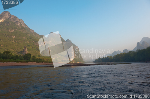 Image of Li river near Yangshuo Guilin Mountains