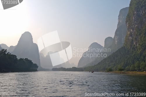 Image of Li river near Yangshuo Guilin Mountains