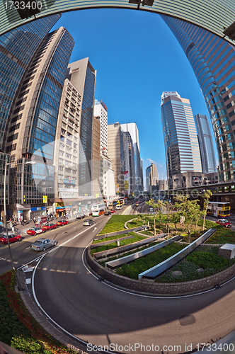Image of Connaught Road, Central, Hong Kong and old building on left Cath