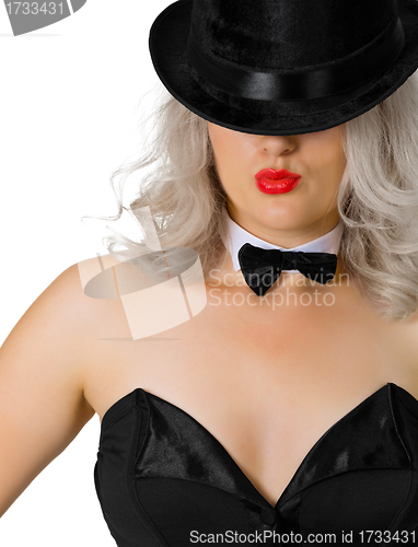 Image of Portrait of a blonde in a black hat