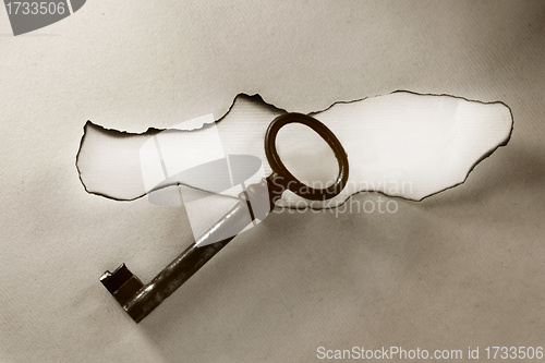 Image of retro key on paper card