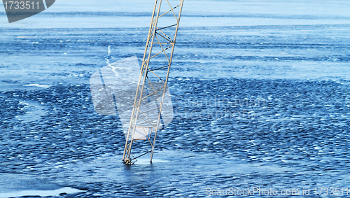 Image of Frozen lake, covered with thin ice