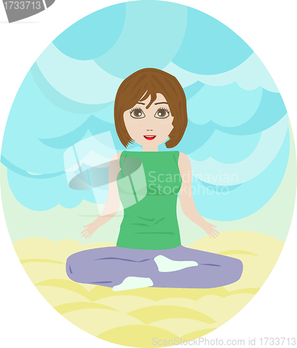 Image of Silhouette illustration of a woman figure doing meditation