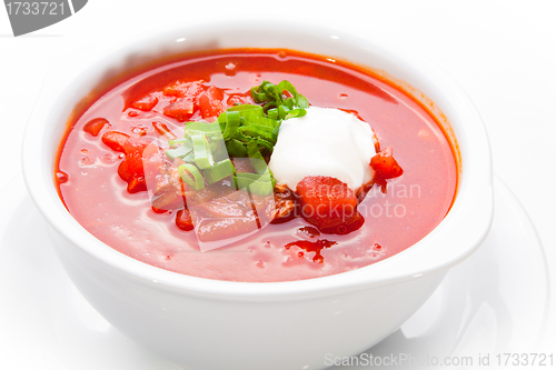 Image of Ukrainian and russian national red soup-borsch