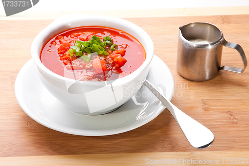 Image of Ukrainian and russian national red soup-borsch
