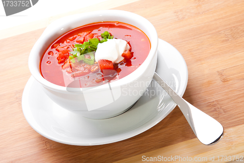 Image of Ukrainian and russian national red soup-borsch