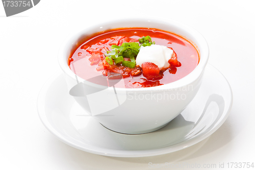 Image of Ukrainian and russian national red soup-borsch