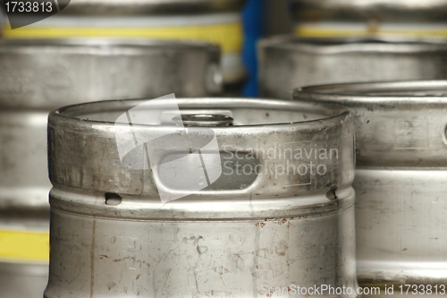 Image of steel beer barrels