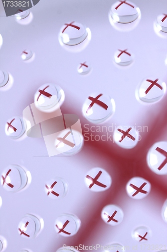 Image of wrong cross symbol water drops