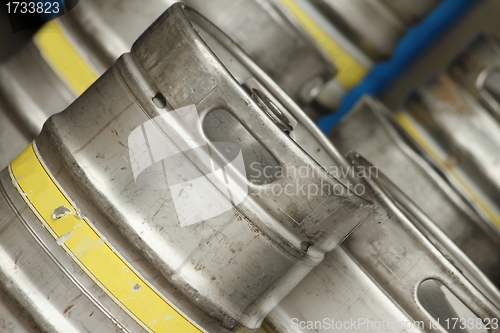 Image of steel beer barrels