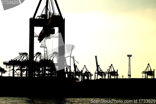 Image of harbor silhouettes