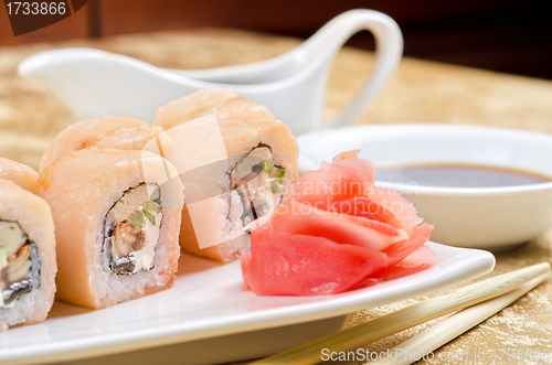 Image of shrimp and eel sushi roll