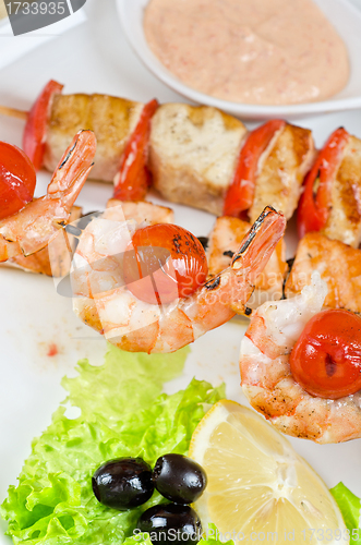 Image of grilled salmon and shrimps