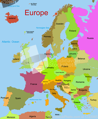 Image of map of european continent