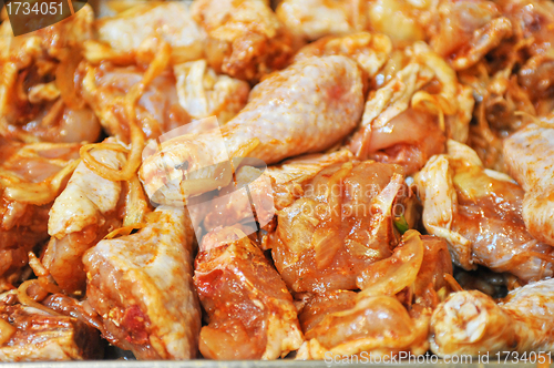 Image of marinated chicken meat shashlik