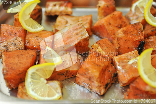 Image of marinated salmon shashlik
