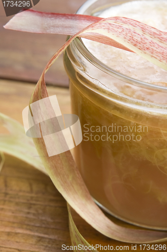 Image of Rhubarb jam in glass jar