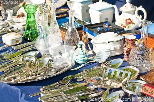 Image of bric-a-brac market with cutlery