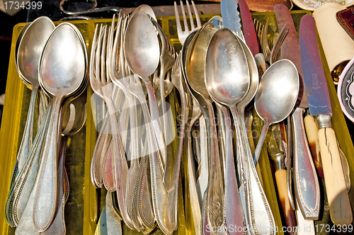 Image of bric-a-brac market with cutlery