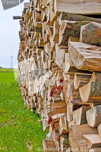 Image of fuel-wood and wind-wheel