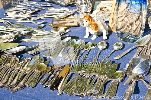 Image of bric-a-brac market with cutlery