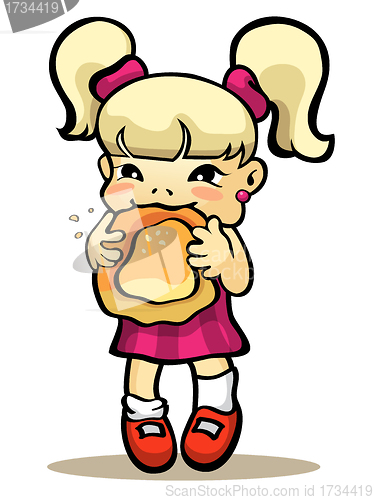 Image of Girl eating bun