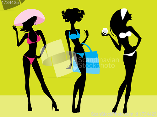 Image of Three girls silhouettes