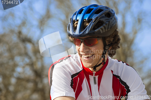 Image of Happy Bicyclist In Sportswear