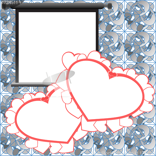 Image of Red Valentine card, holiday background with photo frames