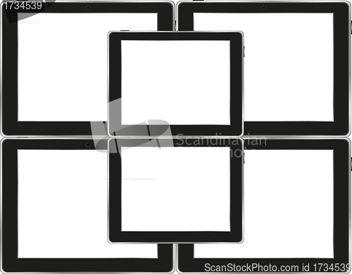 Image of Vector tablets pc with empty white screen and black frame